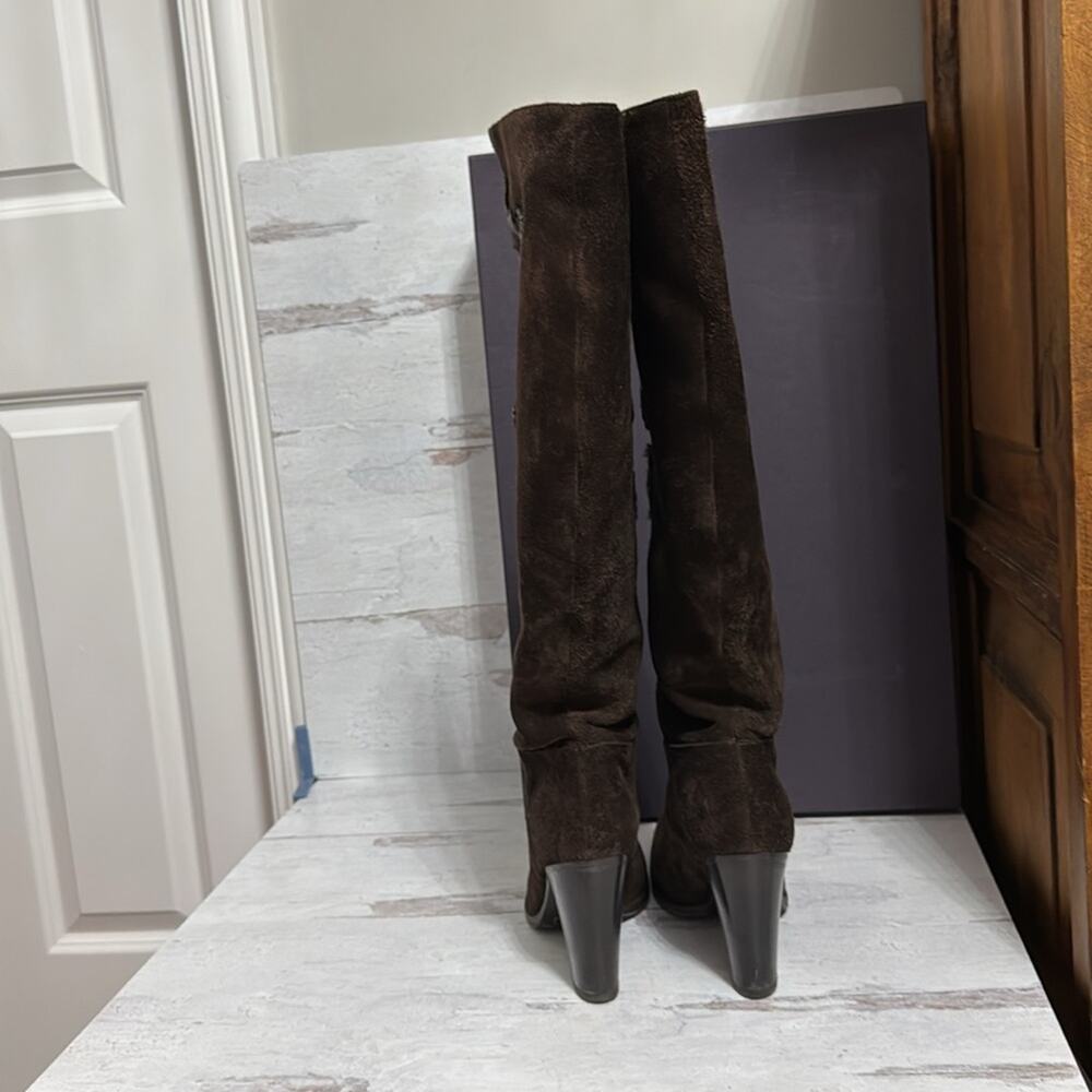 Prada Calzature Donna Brushed Calfskin Leather Boots - Worn Once - Size 38.5 - Picture 4 of 10